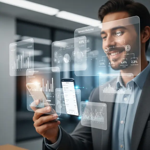 unilevel mlm software plan discussion by a team in an office