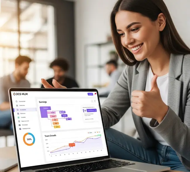 donation mlm plan software meeting with team