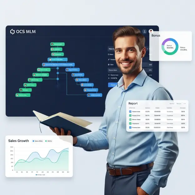 matrix mlm software plan discussion by a team in an office